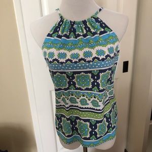 J McLaughlin halter top, blue green pattern